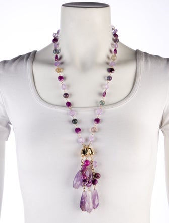 Devon Leigh Purple Stone & Bead Strand Necklace