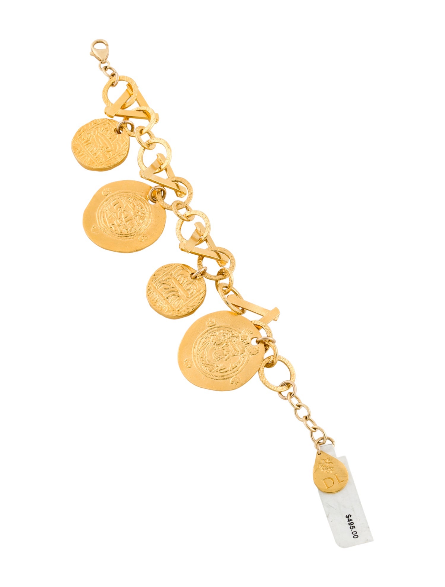 Devon Leigh Multi-Charm Coin Link Bracelet