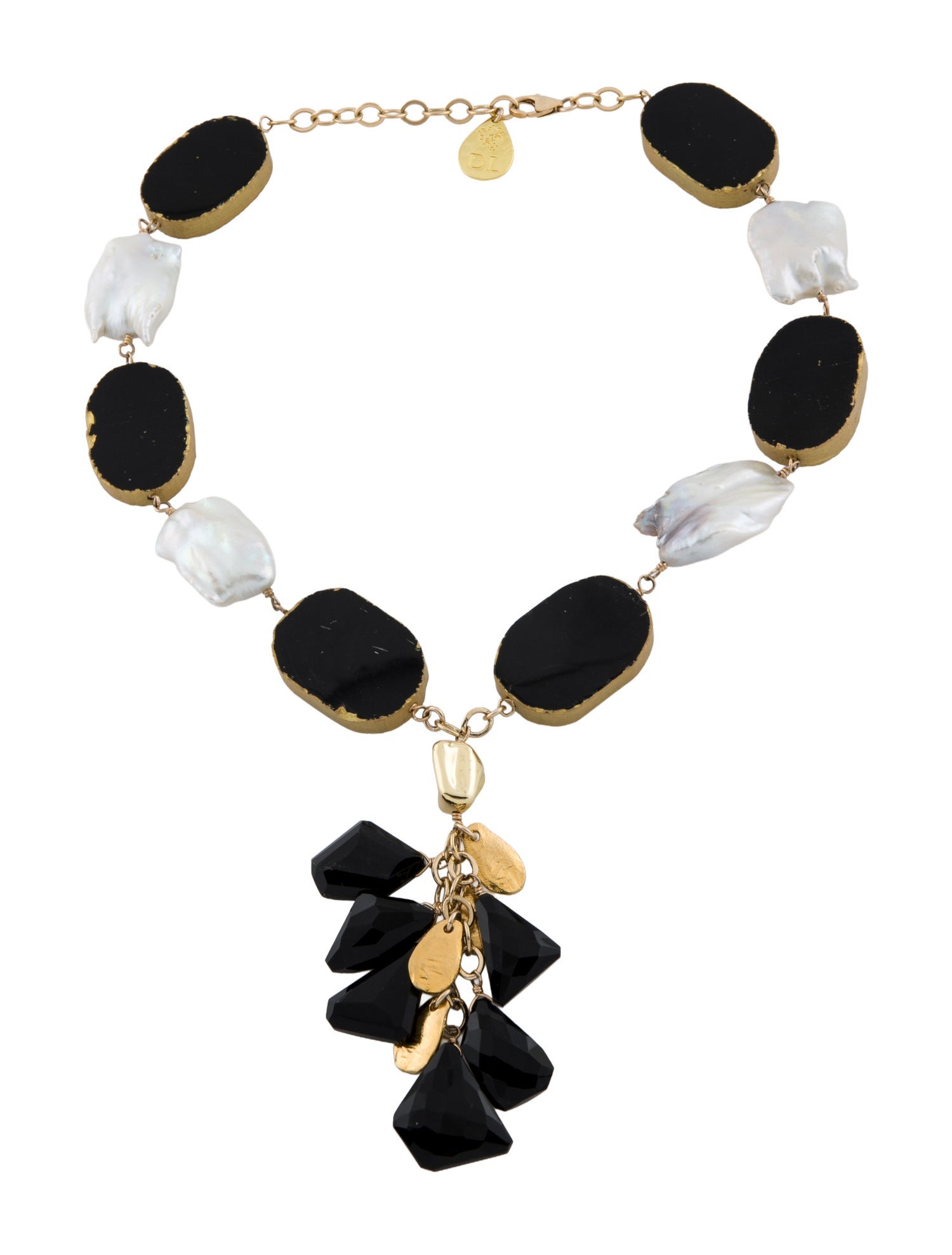 Devon Leigh Pearl & Stone Cluster Lavalier Necklace