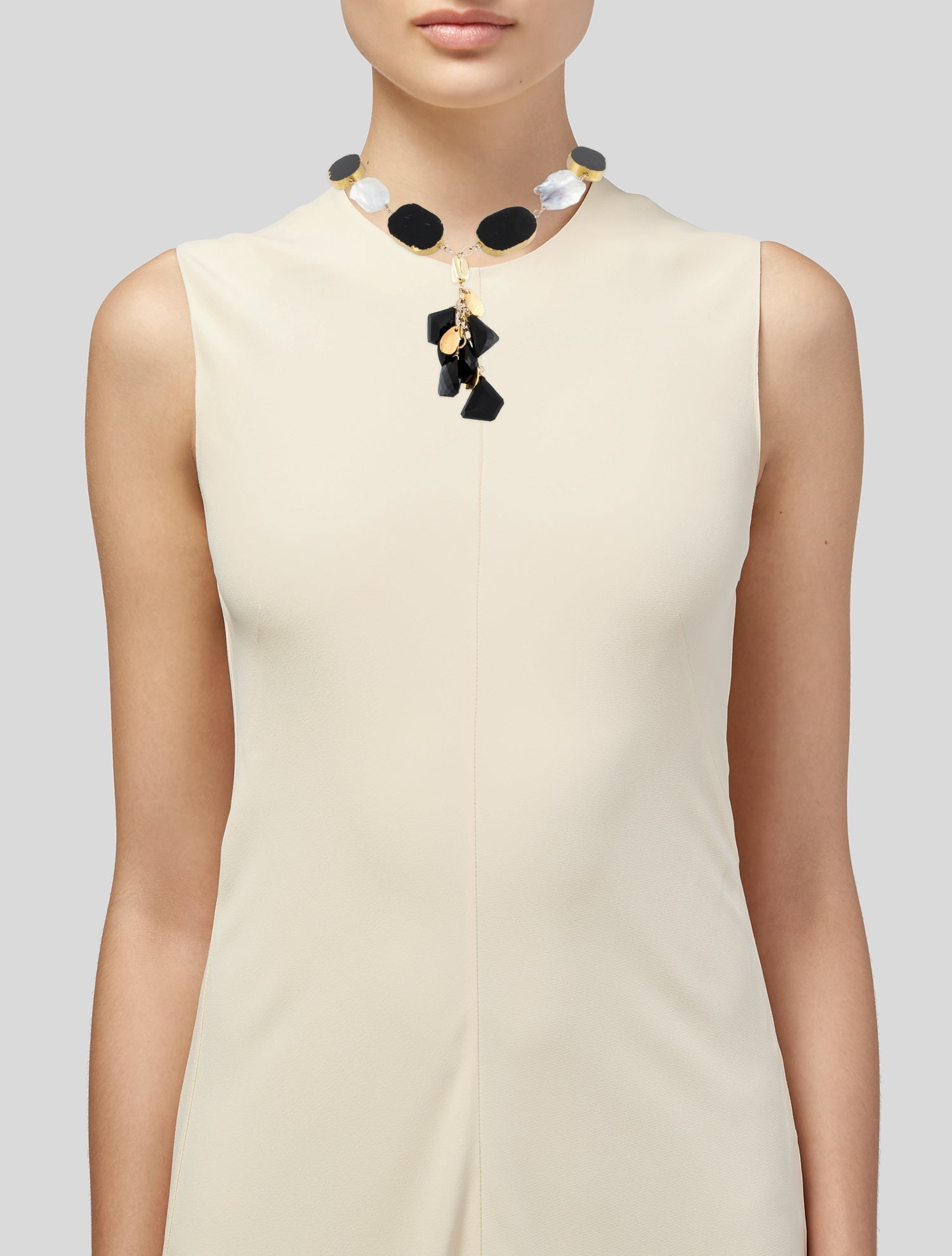 Devon Leigh Pearl & Stone Cluster Lavalier Necklace