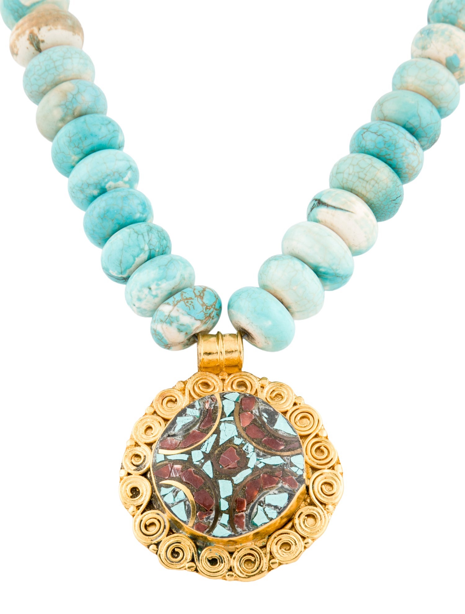 Devon Leigh Stone Bead Strand Pendant Necklace