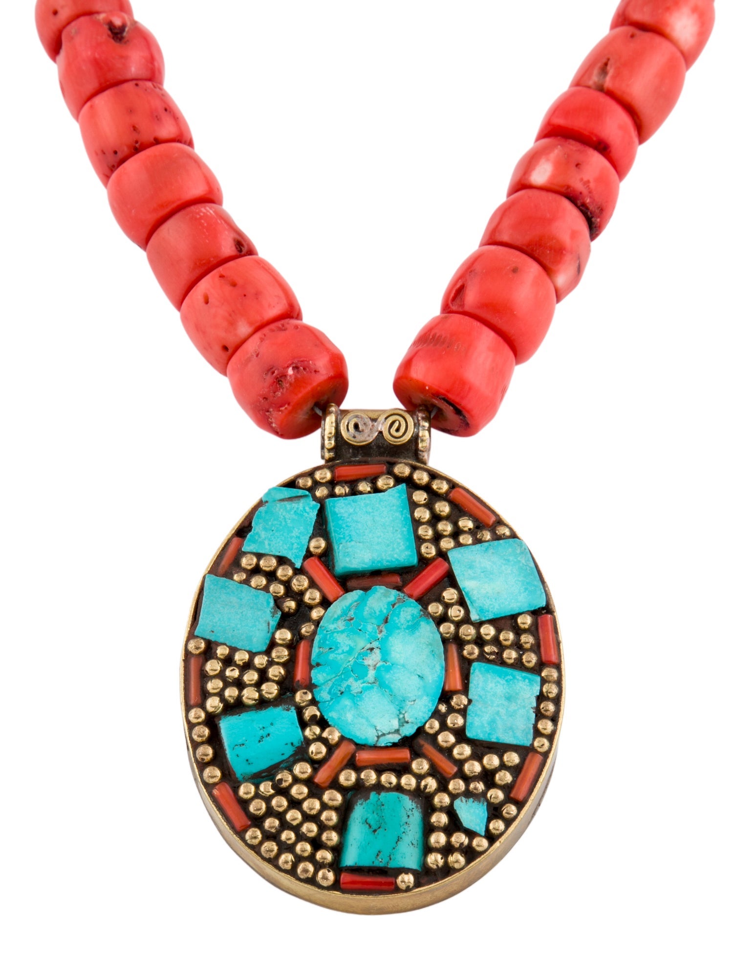 Devon Leigh Stone Bead Strand Pendant Necklace