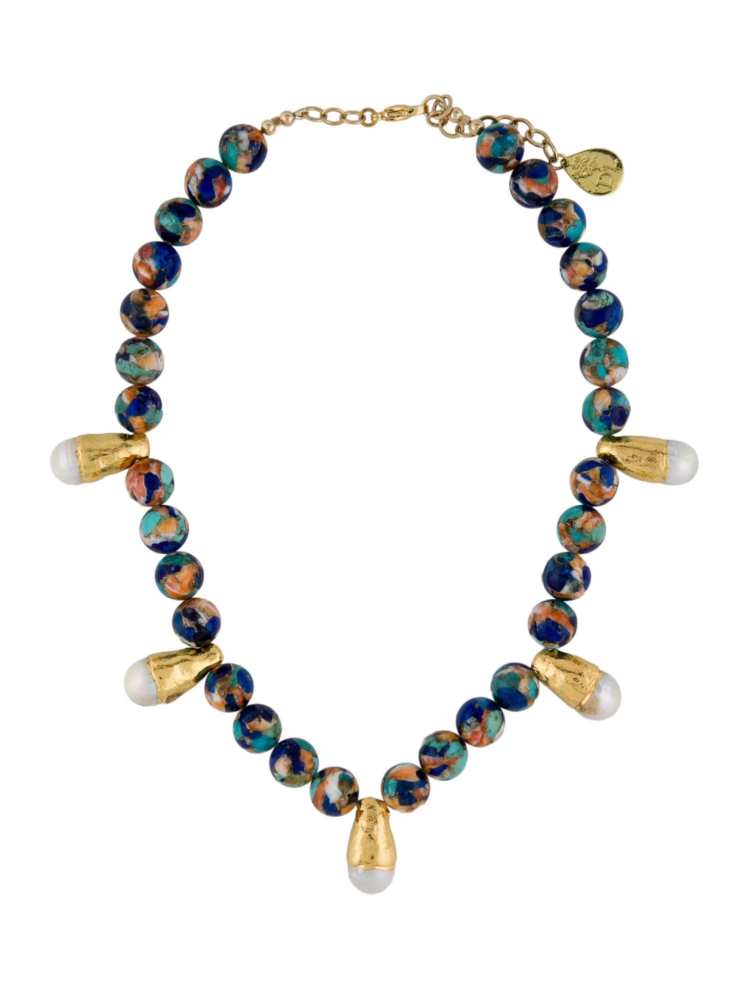 Devon Leigh Multi-Stone & Pearl Station Necklace