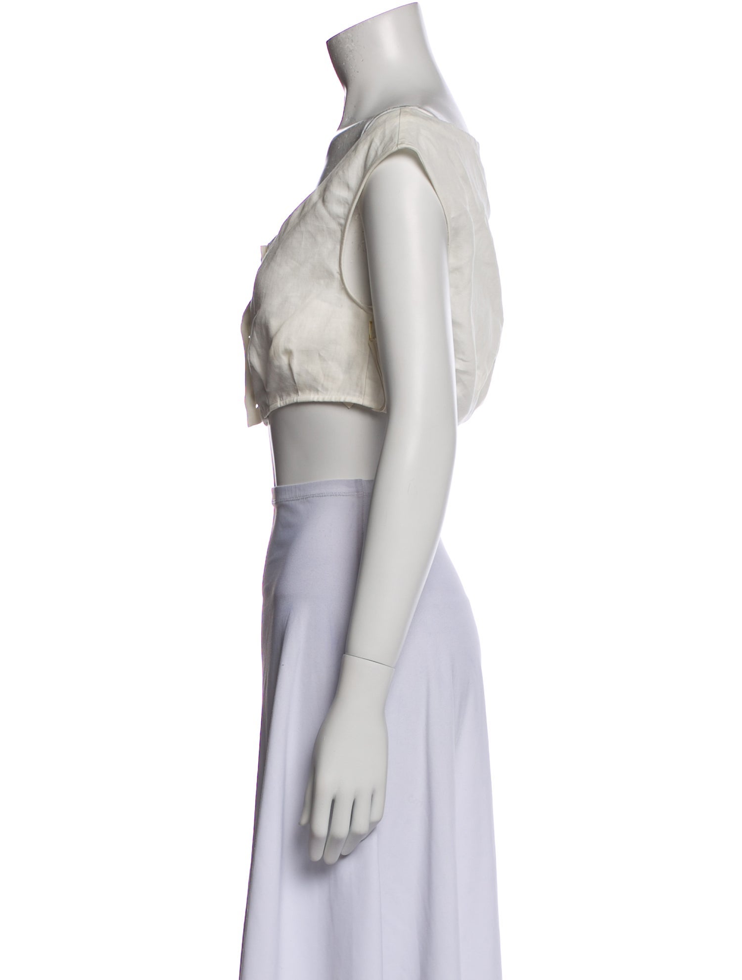 Le Kasha Linen Scoop Neck Crop Top