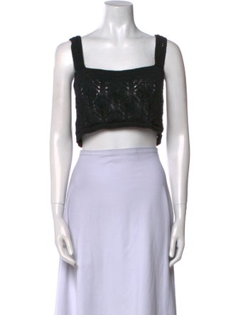 Le Kasha Linen Square Neckline Crop Top