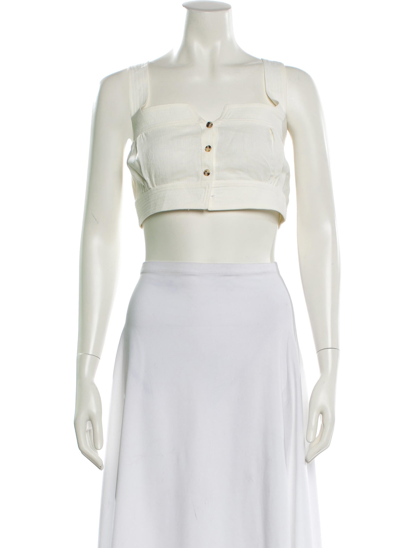 Le Kasha Linen Square Neckline Crop Top