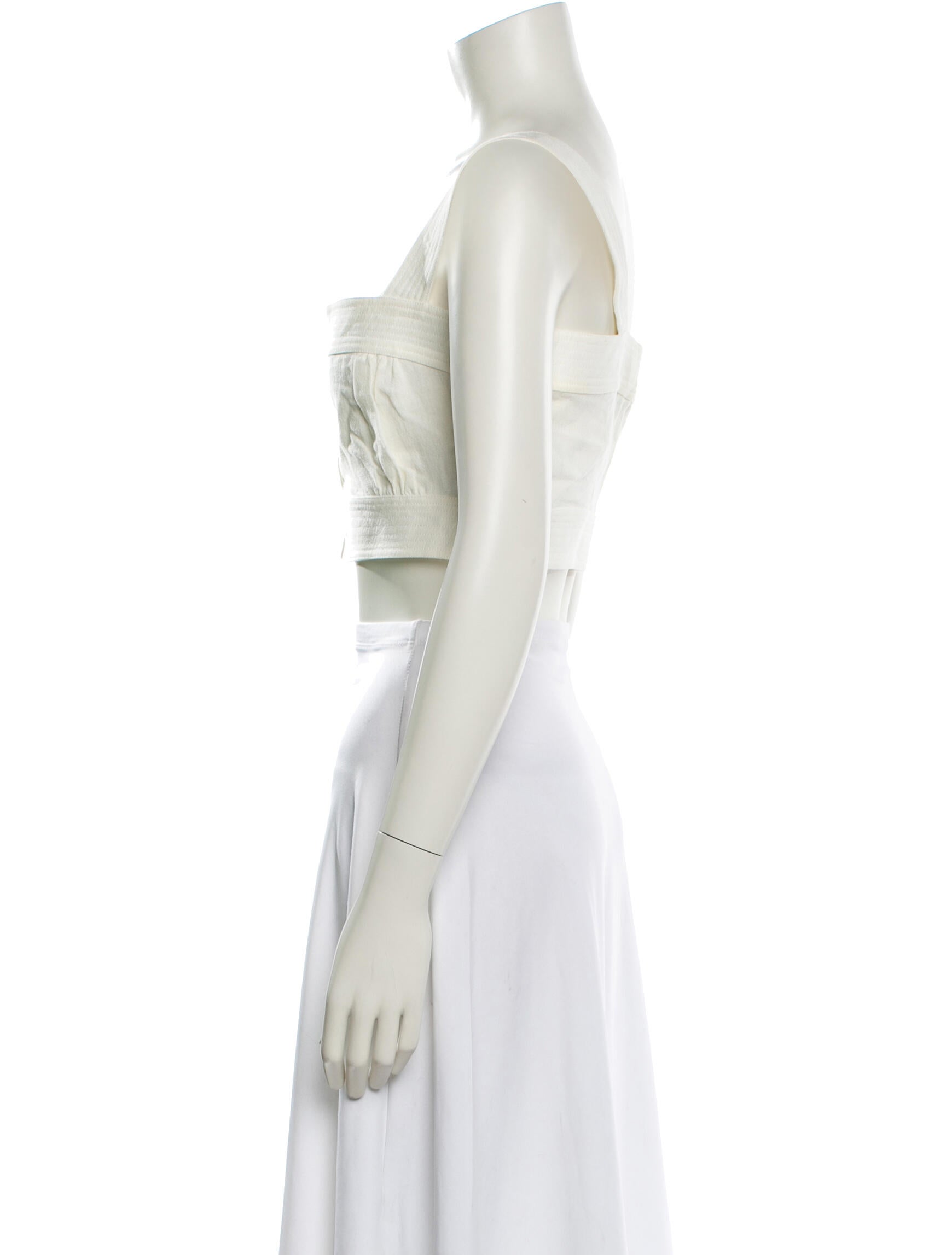 Le Kasha Linen Square Neckline Crop Top