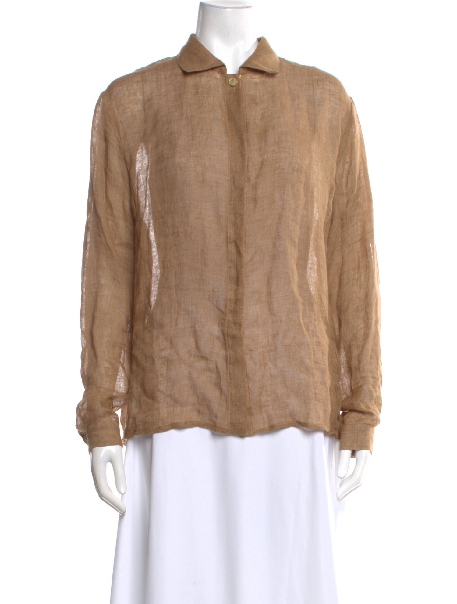 Le Kasha Linen Long Sleeve Button-Up Top
