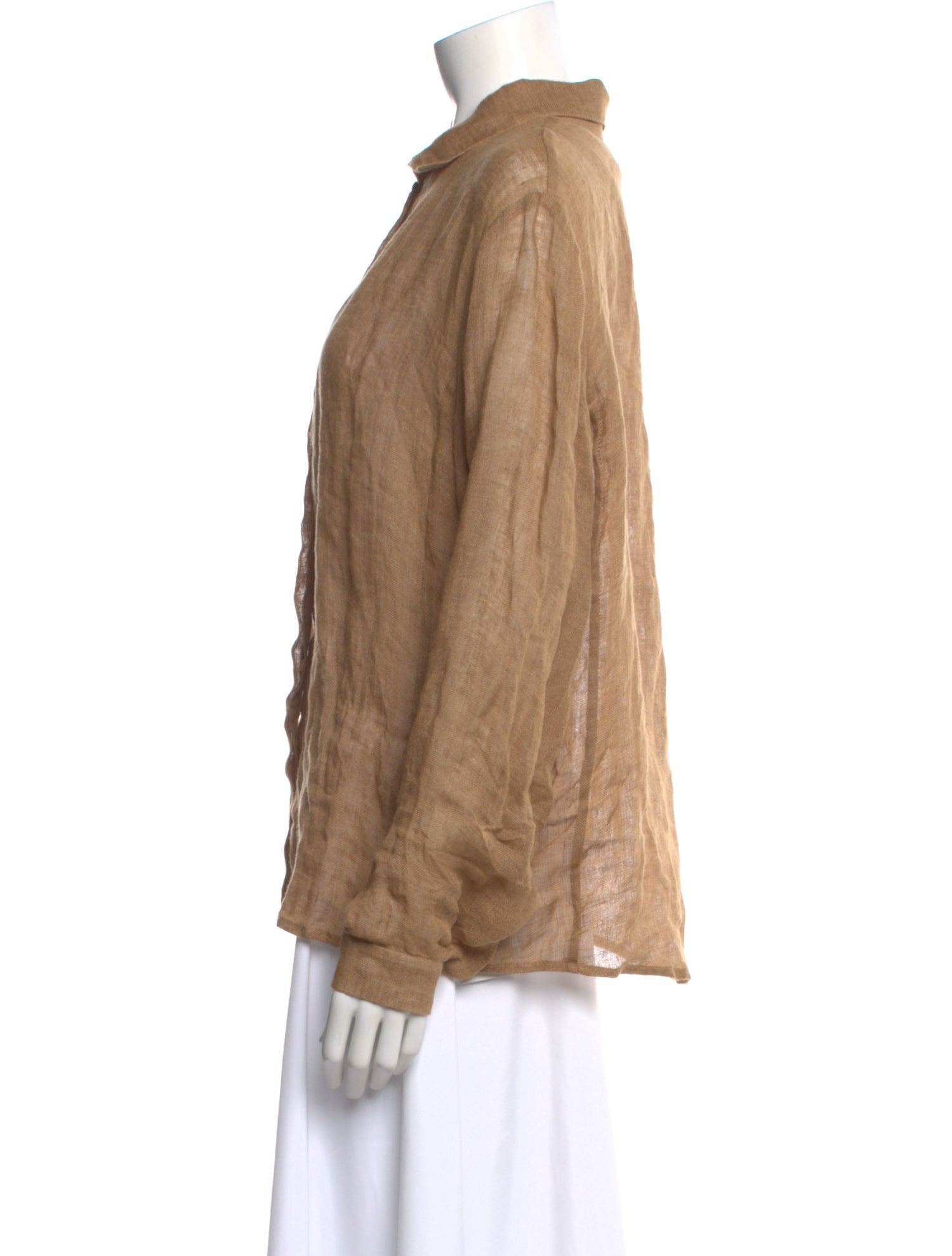 Le Kasha Linen Long Sleeve Button-Up Top