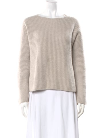 Pre-owned Le Kasha Cashmere Bateau Neckline Sweater In Neutral