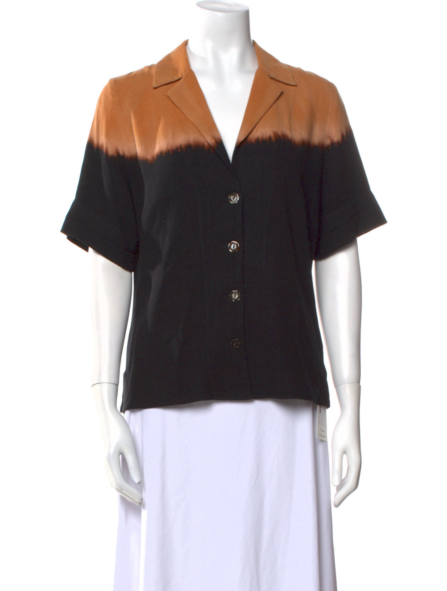 Lena Hoschek Tie-Dye Print Short Sleeve Button-Up Top