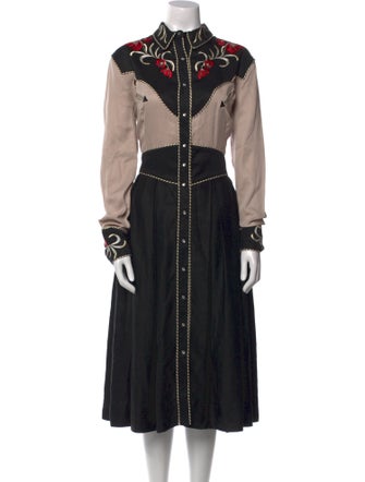 Lena Hoschek Mock Neck Midi Length Dress