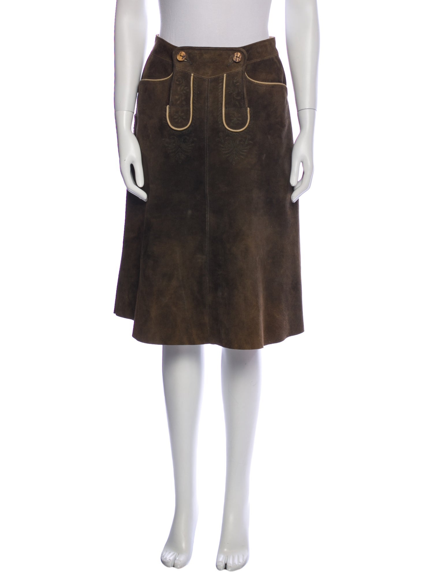 Lena Hoschek Leather Knee-Length Skirt