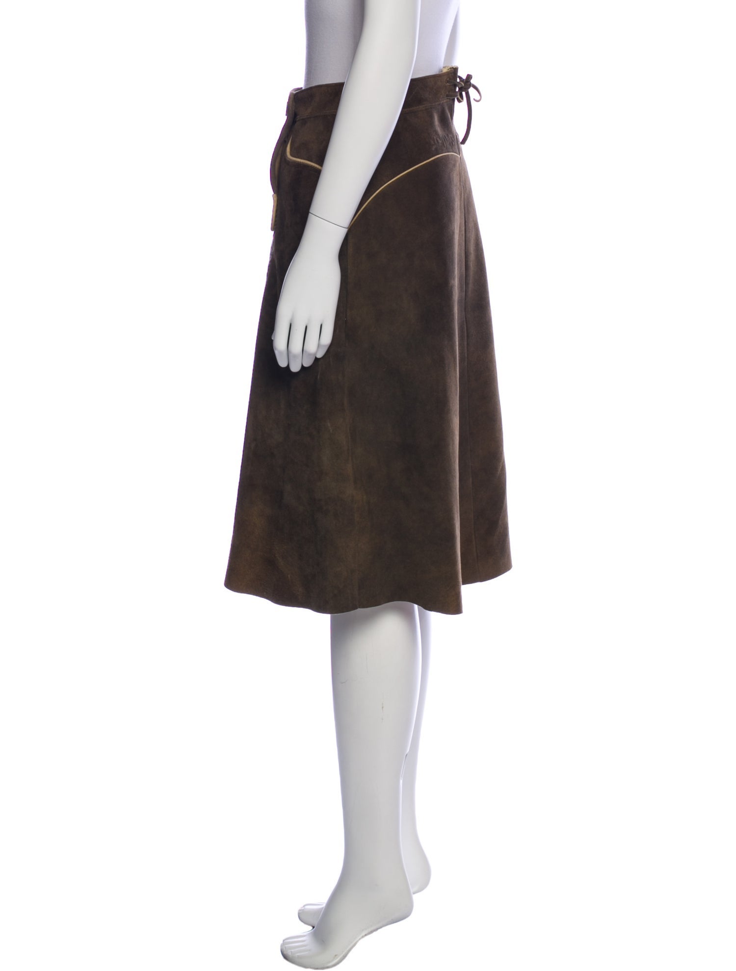 Lena Hoschek Leather Knee-Length Skirt