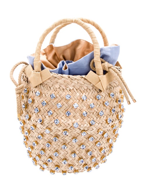 Le Nine Straw Embellished Bucket Bag w/Tags