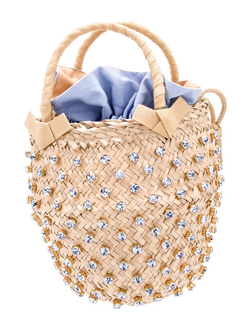 Le Nine Straw Embellished Bucket Bag w/Tags