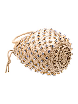Le Nine Straw Embellished Bucket Bag w/Tags
