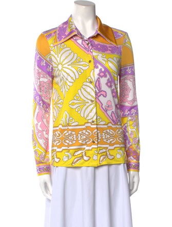 Leonard Silk Printed Button-Up Top