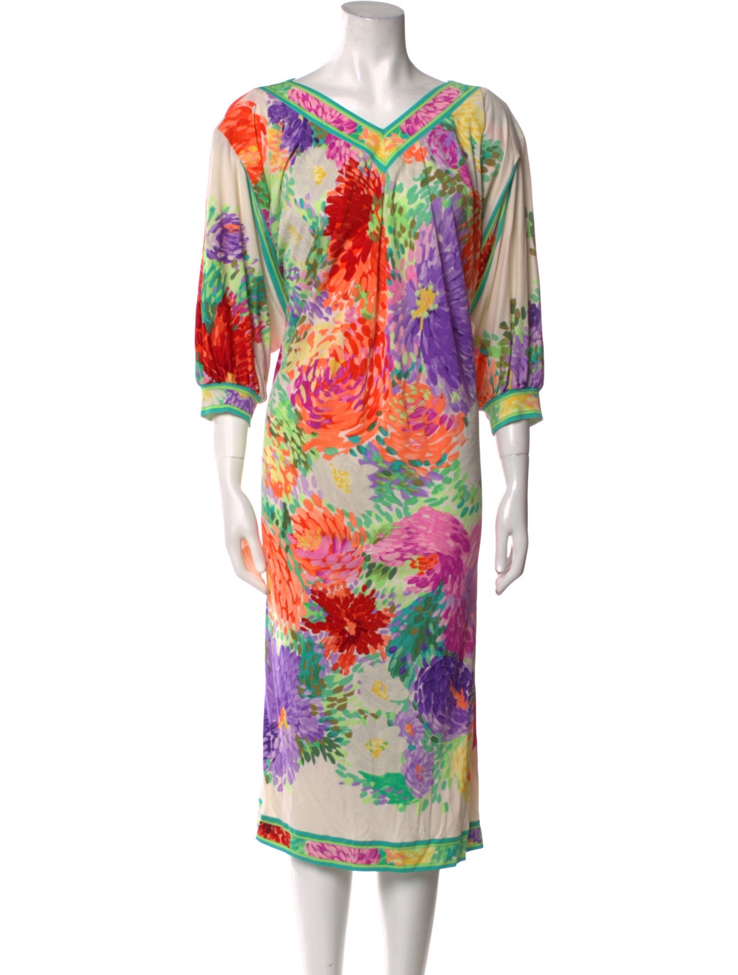 Leonard Silk Midi Length Dress