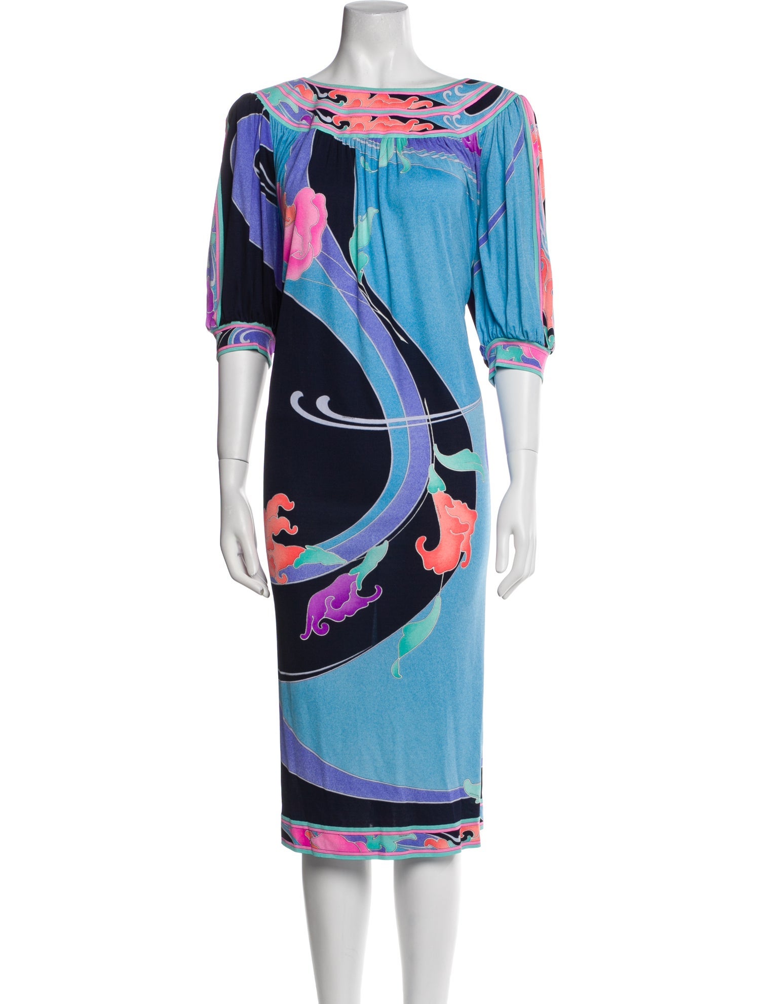 Leonard Silk Midi Length Dress