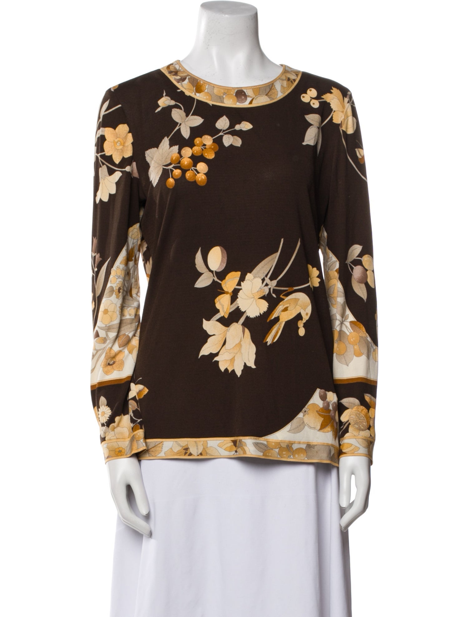 Leonard Silk Floral Print Blouse