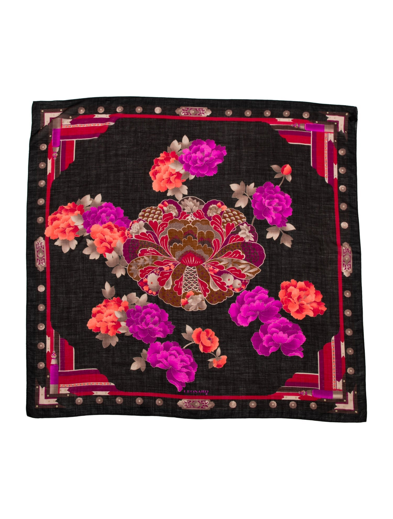 Leonard Wool Floral Print Scarf