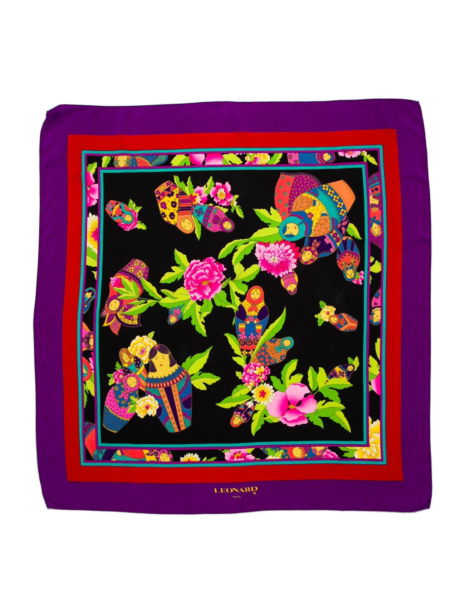 Leonard Silk Floral Print Scarf