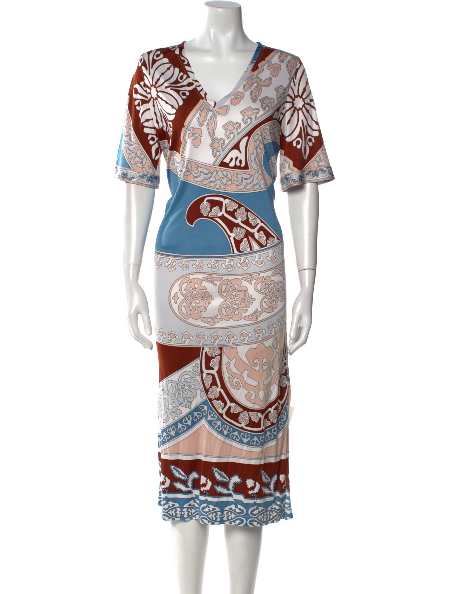 Leonard Silk Midi Length Dress