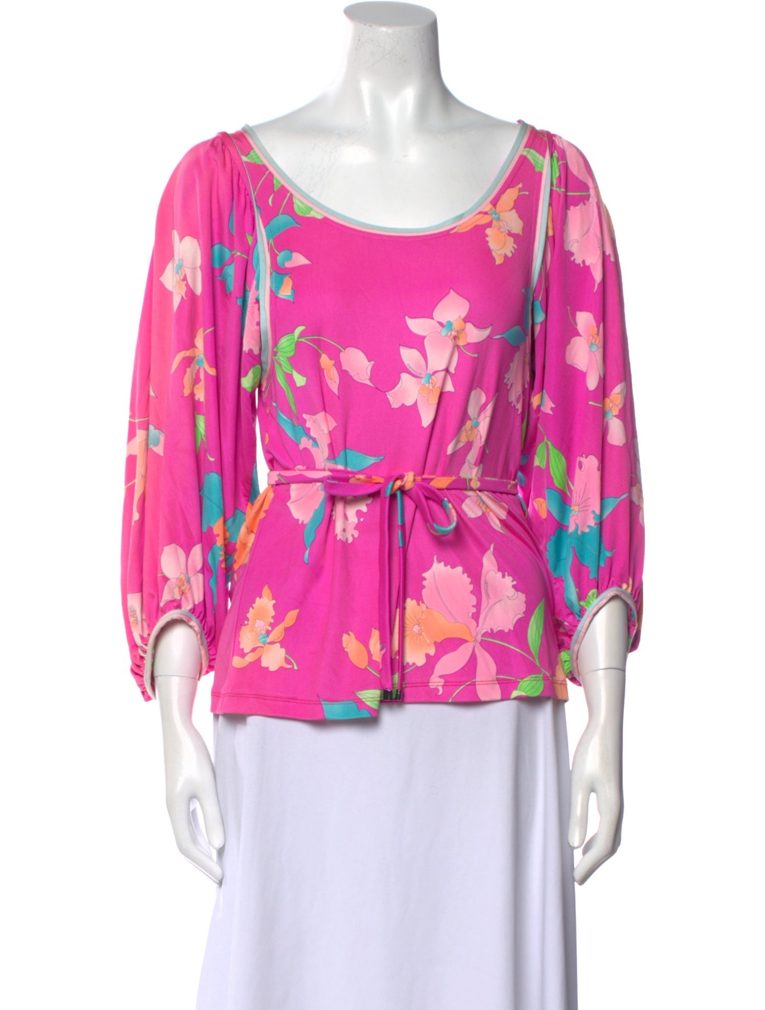Leonard Floral Print Scoop Neck Blouse