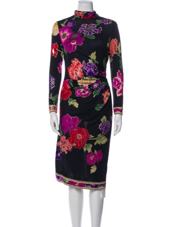 Leonard Silk Midi Length Dress