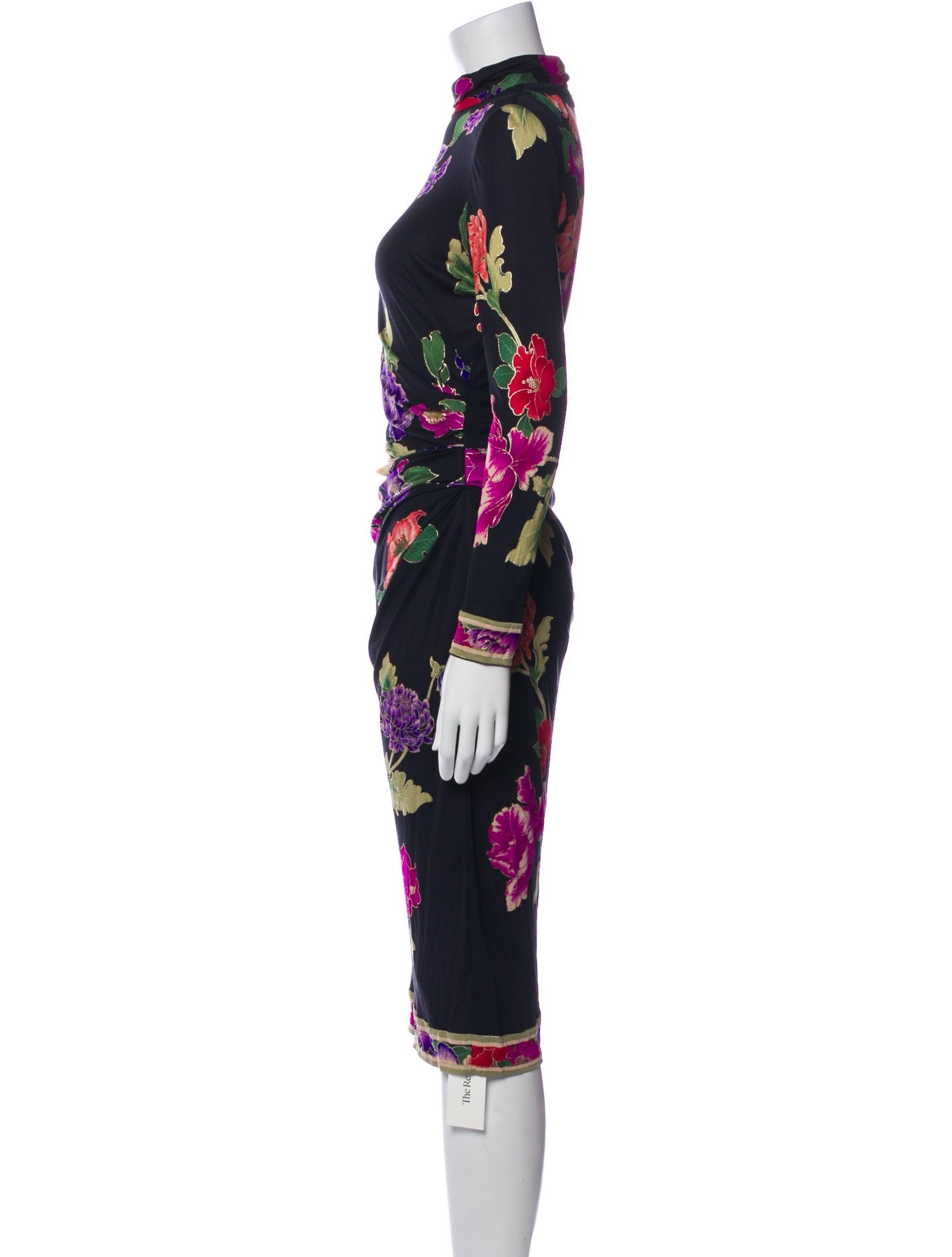 Leonard Silk Midi Length Dress