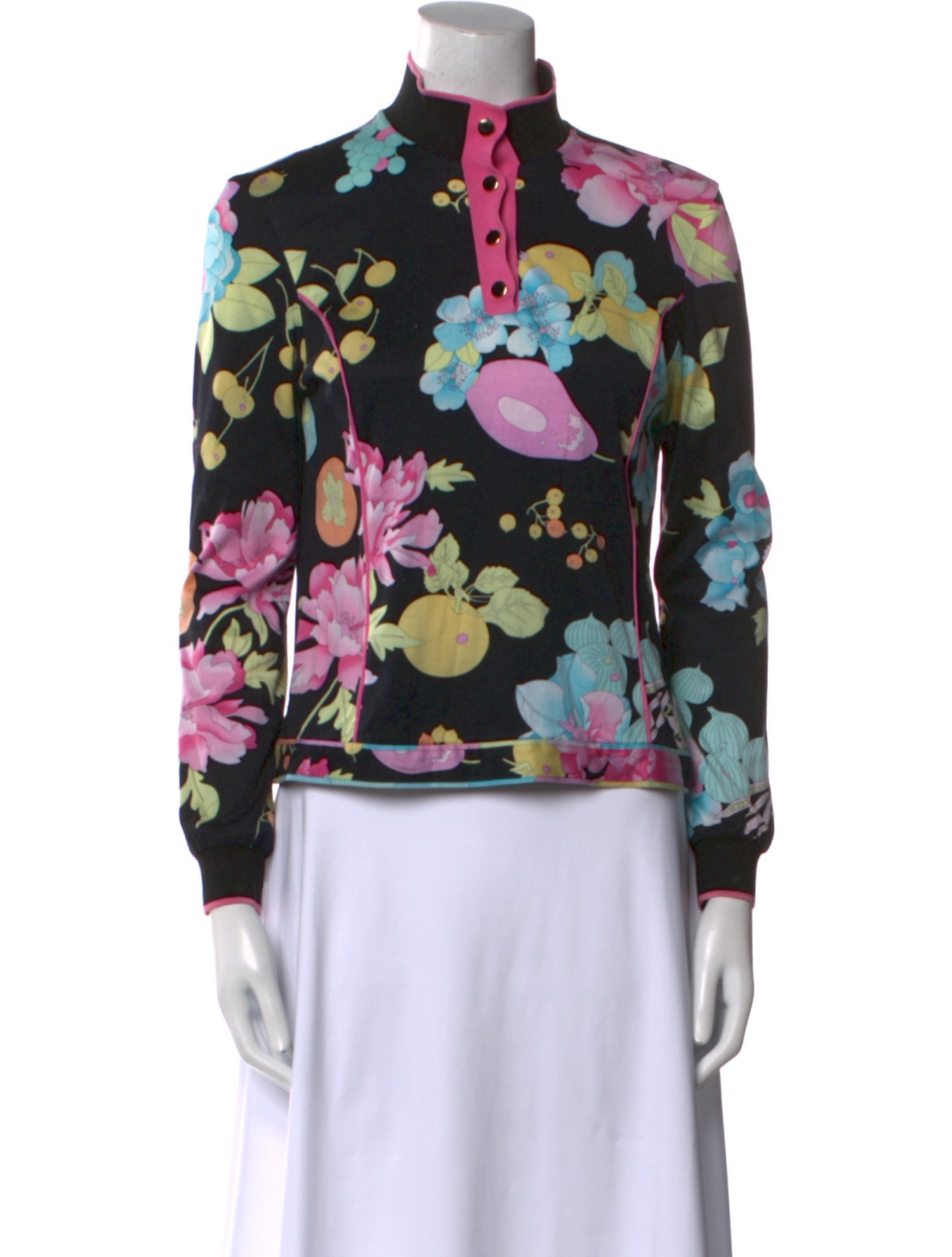 Leonard Floral Print Mock Neck Blouse