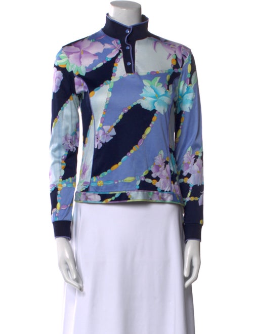 Leonard Floral Print Mock Neck Blouse