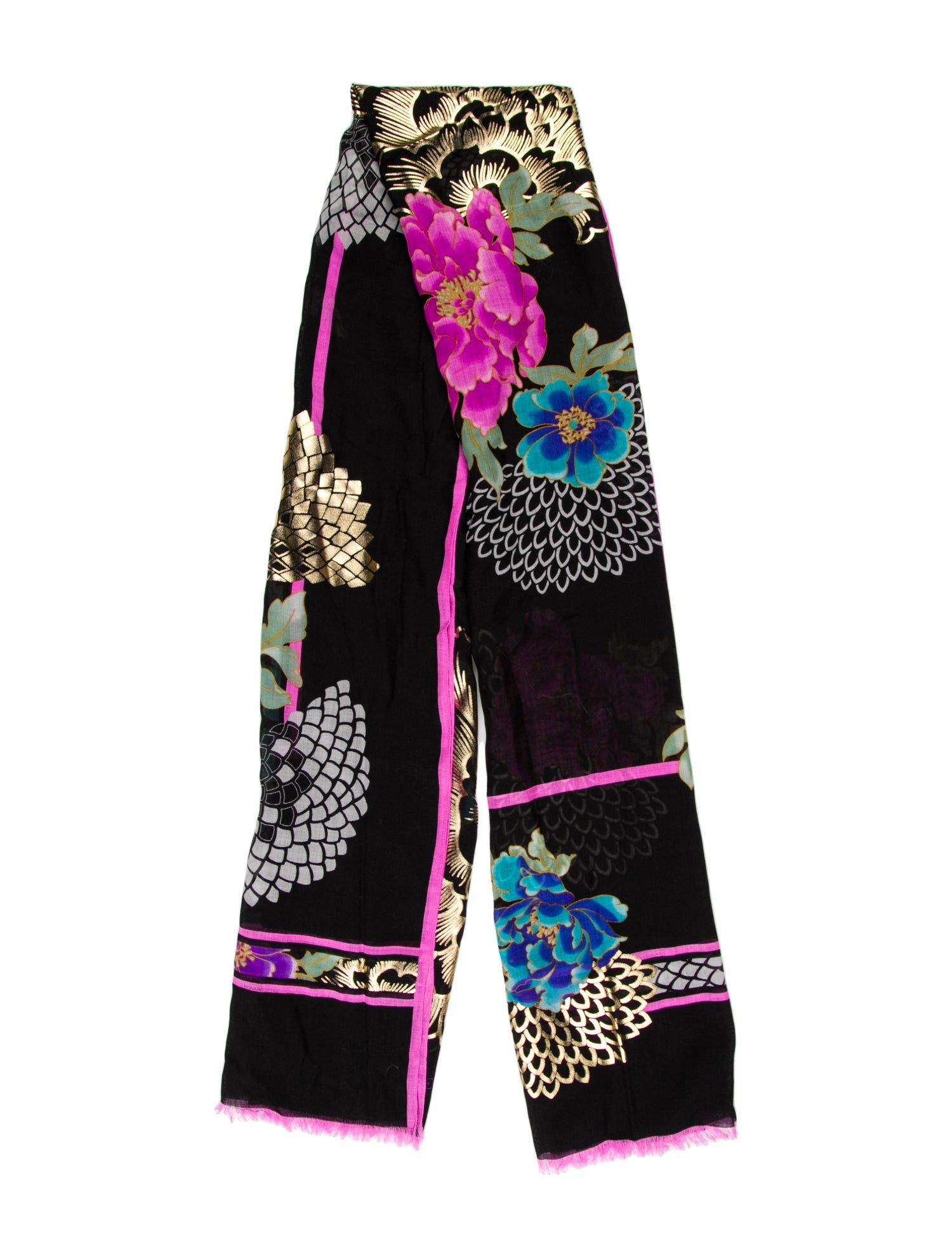 Leonard Cashmere Floral Print Scarf