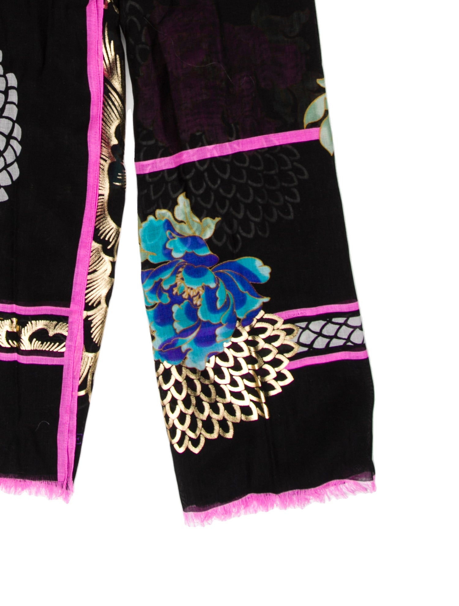 Leonard Cashmere Floral Print Scarf