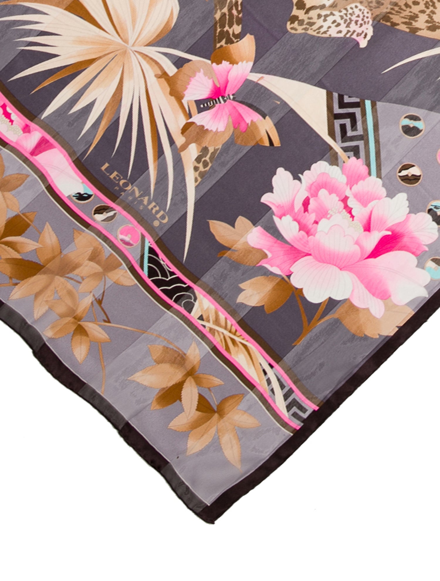 Leonard Silk Floral Print Scarf
