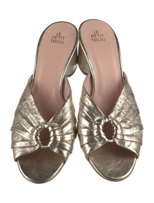 Le Petit Trou Leather Pleated Accents Slides