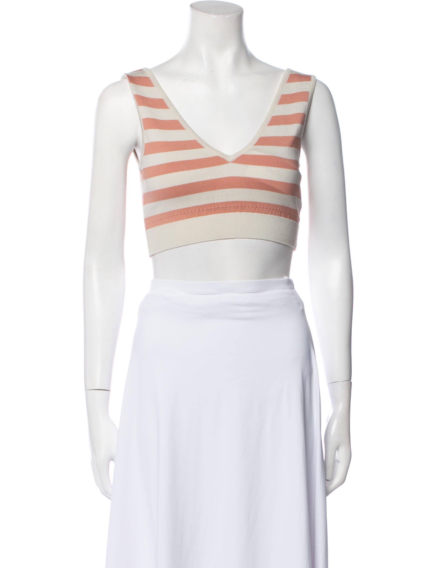 Le Sirenuse Positano Striped V-Neck Crop Top