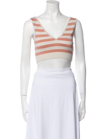Le Sirenuse Positano Striped V-Neck Crop Top