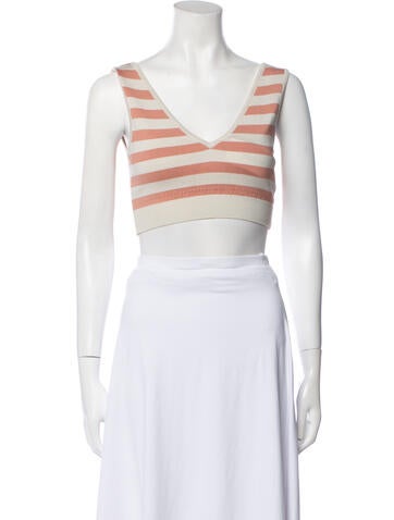 Le Sirenuse Positano Tops Striped V-Neck Crop Top XS