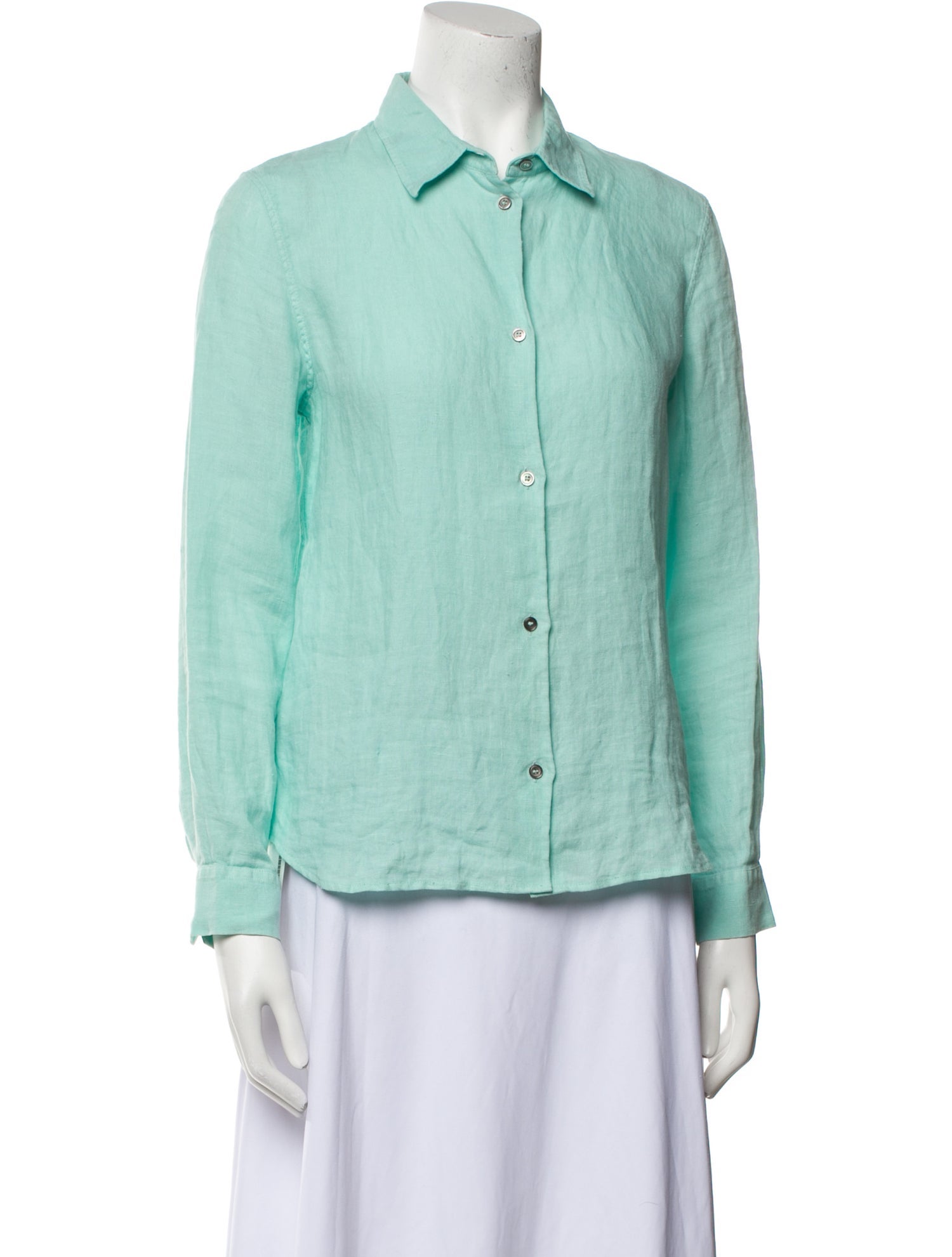 Le Sirenuse Positano Linen Long Sleeve Button-Up Top