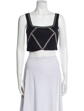 Le Sirenuse Positano Square Neckline Sleeveless Crop Top