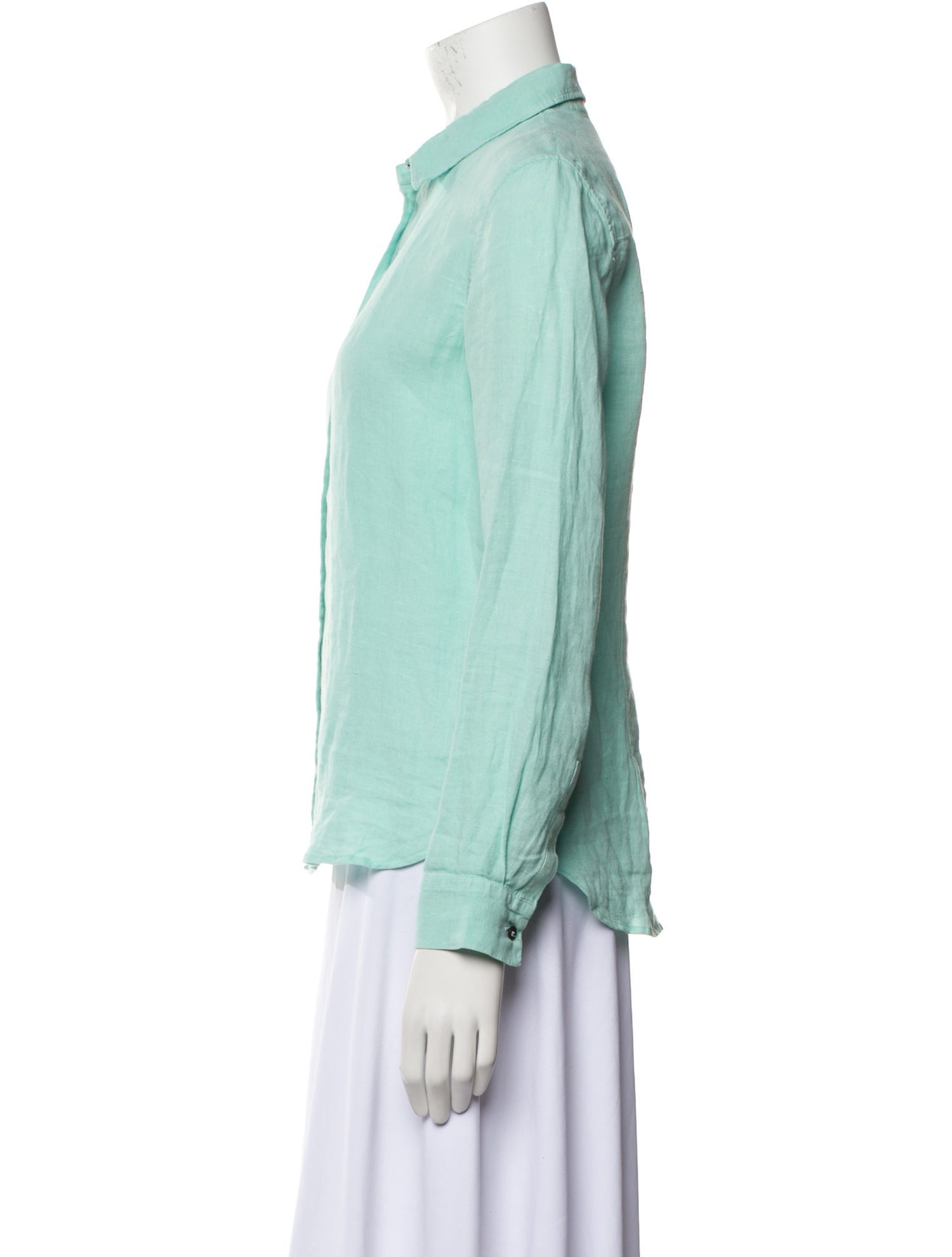 Le Sirenuse Positano Linen Long Sleeve Button-Up Top