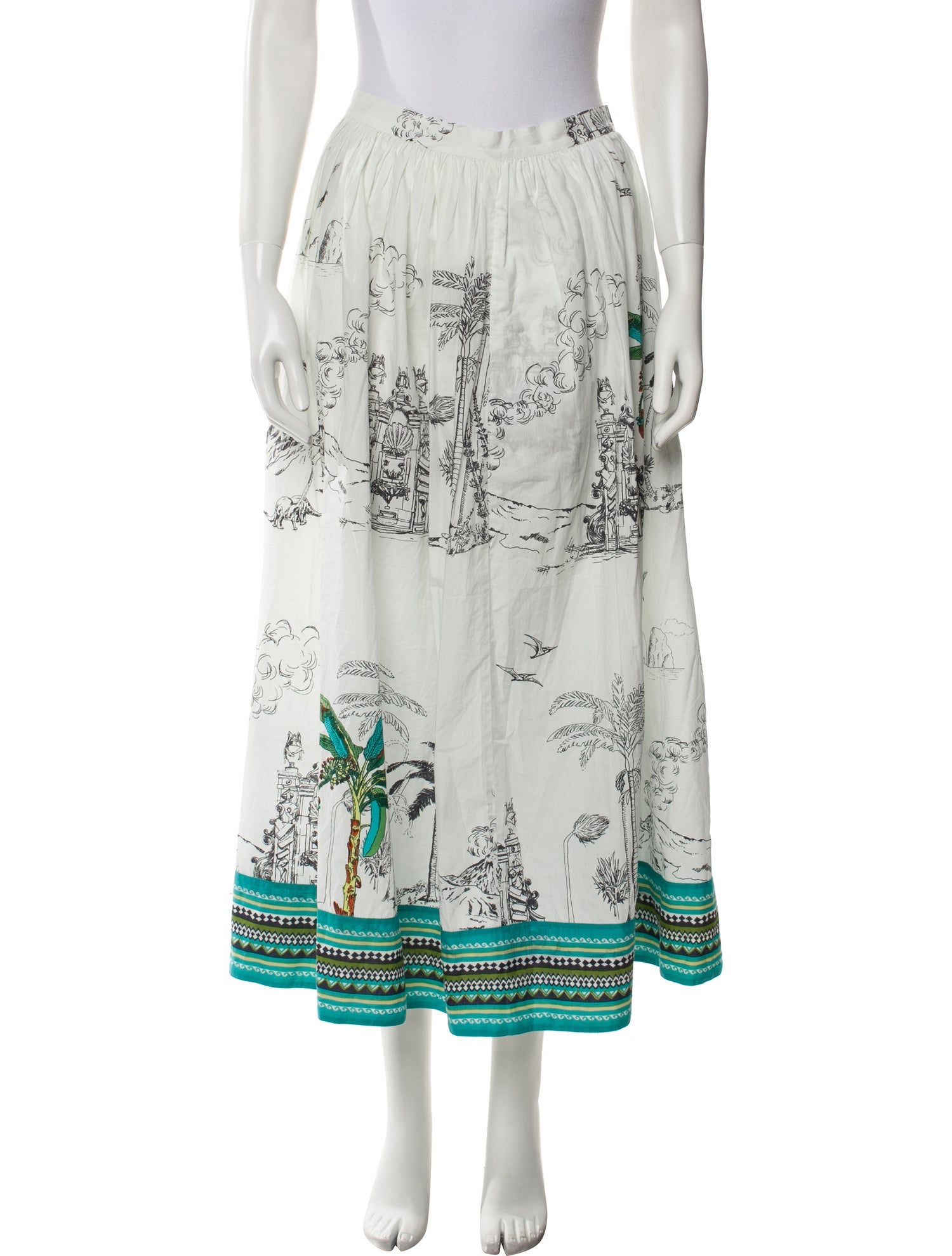 Le Sirenuse Positano Printed Midi Length Skirt