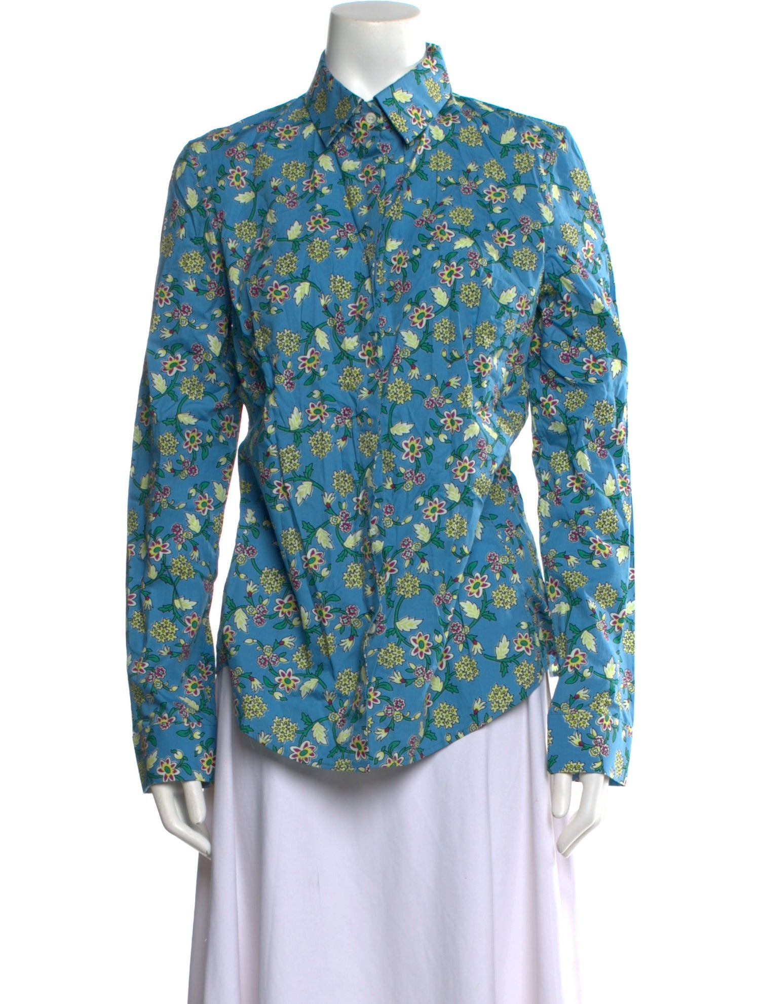 Le Sirenuse Positano Floral Print Long Sleeve Button-Up Top