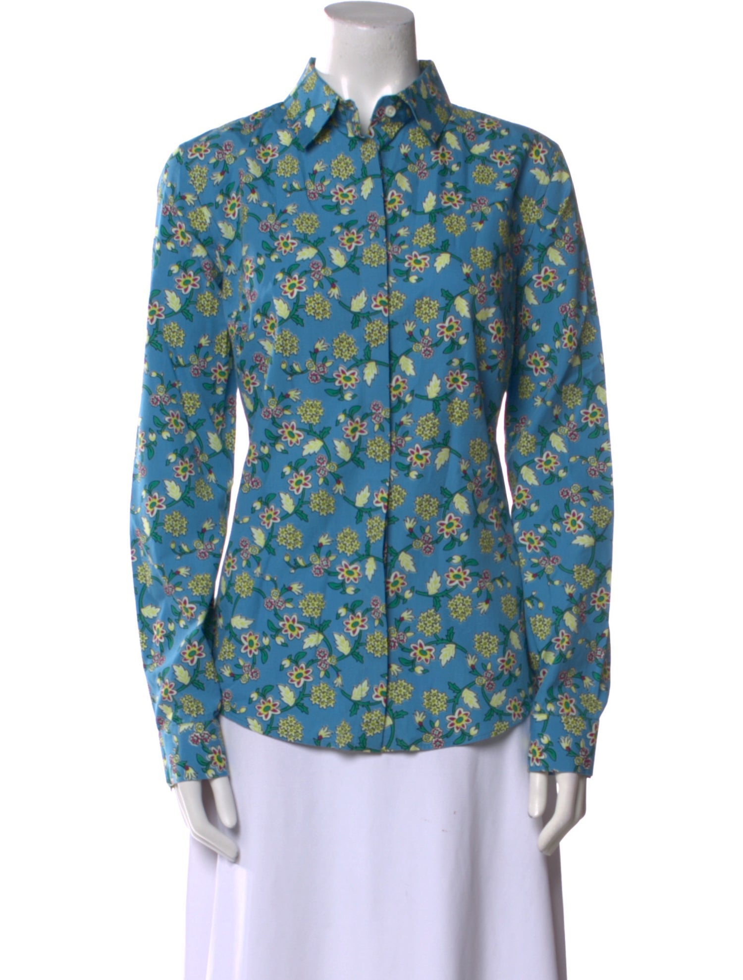 Le Sirenuse Positano Floral Print Long Sleeve Button-Up Top