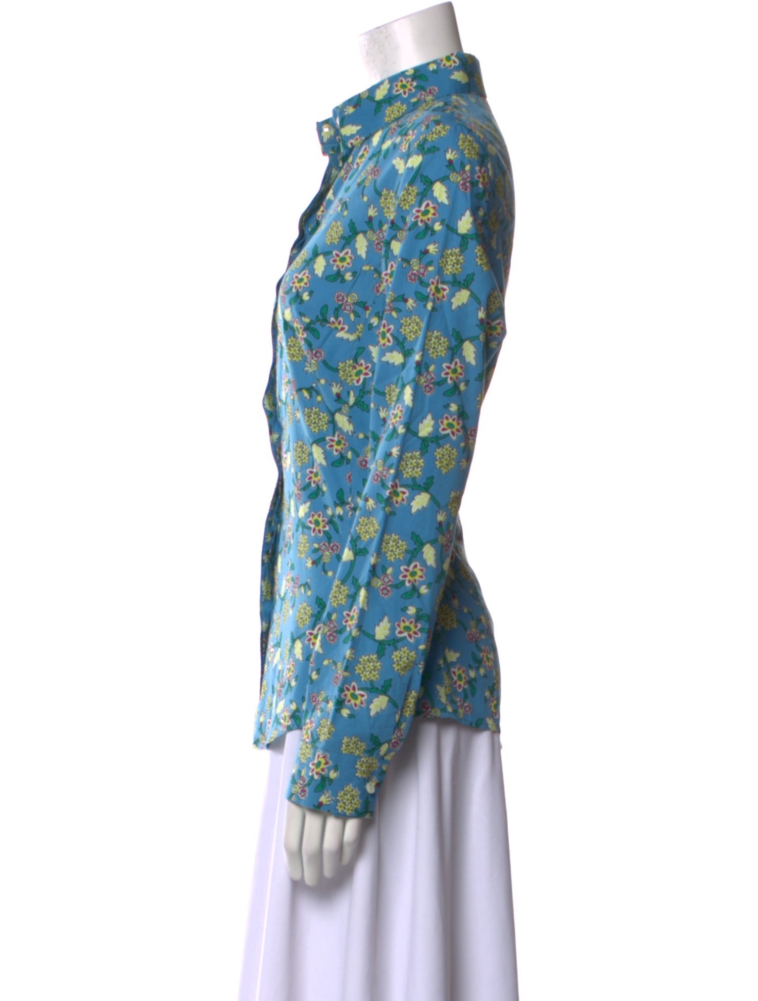 Le Sirenuse Positano Floral Print Long Sleeve Button-Up Top