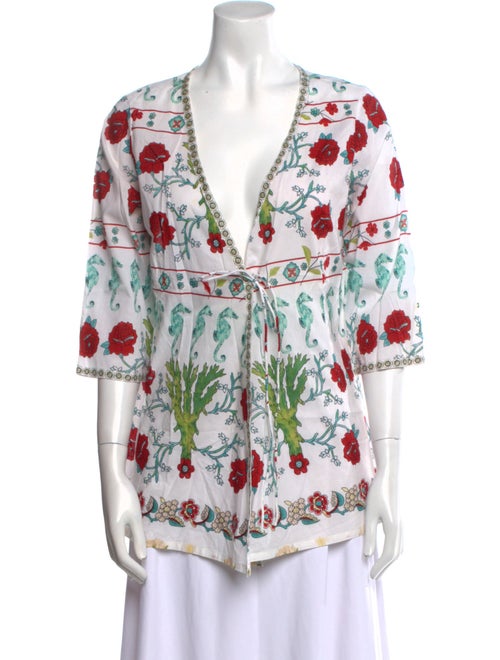 Le Sirenuse Positano Printed V-Neck Tunic