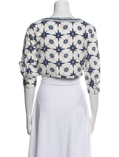 Le Sirenuse Positano Printed Bateau Neckline Crop Top