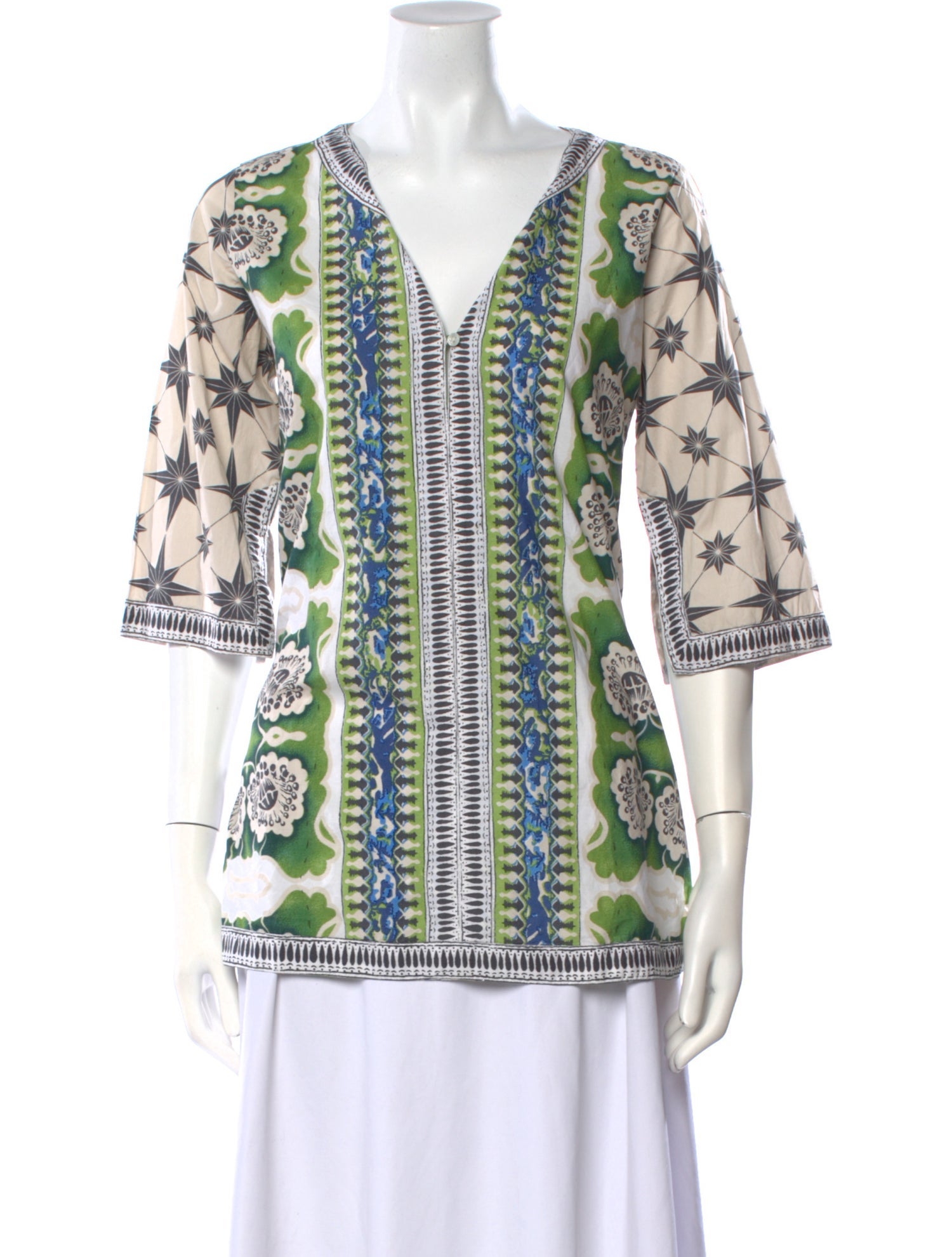 Le Sirenuse Positano Printed V-Neck Tunic